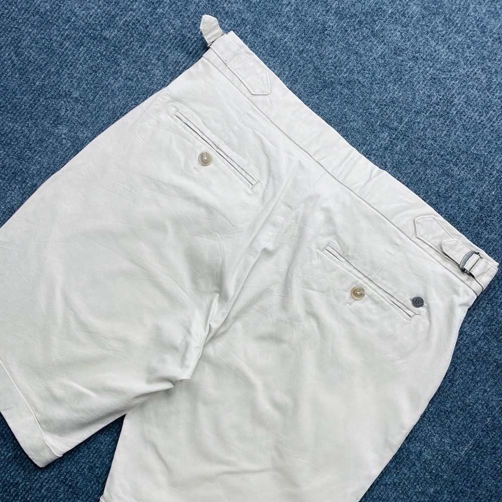 Alvaro Moreno Mens Chino Shorts 40 Beige Pleated Cuffed Preppy Stretch Cotton